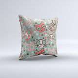 Vector Cat Faced Collage  Ink-Fuzed Decorative Throw Pillow