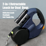 2-in-1 Retractable Dog Harness for Dual Dogs – Reflective Leash