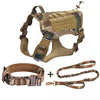 Adjustable Tactical Dog Harness Collar and Leash Set Durable No Pull