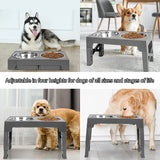 Elevated Dog Bowls 5 Adjustable Heights Raised Dog Food Water Bowl