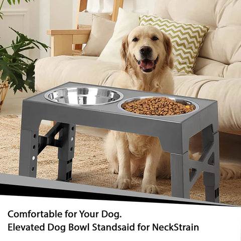 Elevated Dog Bowls 5 Adjustable Heights Raised Dog Food Water Bowl