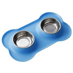 Antislip Double Dog Bowl With Silicone Mat Durable Stainless Steel