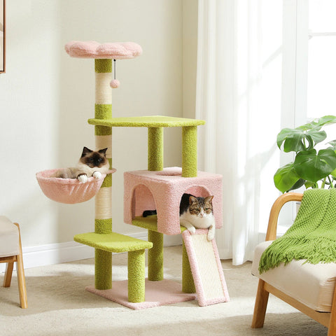 Flower Cat Tree Multi-Level Cat Tower with Sisal Covered Scratching