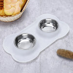 Antislip Double Dog Bowl With Silicone Mat Durable Stainless Steel