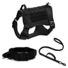 Adjustable Tactical Dog Harness Collar and Leash Set Durable No Pull