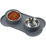 Antislip Double Dog Bowl With Silicone Mat Durable Stainless Steel