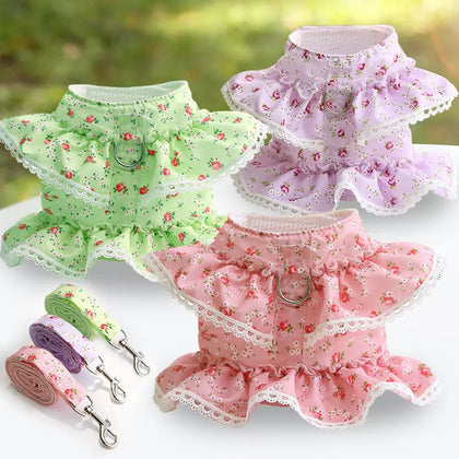 Lace Floral Printed Pet Harness