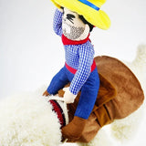Practical Dog Cowboy Rider Suit With Matching Hat Pet Cosplay Clothes