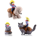 Practical Dog Cowboy Rider Suit With Matching Hat Pet Cosplay Clothes