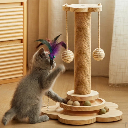 Wooden Cat Toy Tower