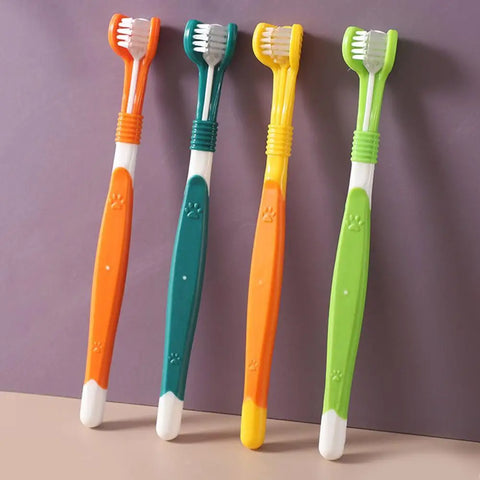 Three Sided Pet Toothbrush Three-Head Pet Toothbrush For Dogs And Cats