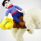 Practical Dog Cowboy Rider Suit With Matching Hat Pet Cosplay Clothes
