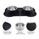 Antislip Double Dog Bowl With Silicone Mat Durable Stainless Steel