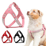 Soft Suede Dog Harness Bling Rhinestone