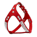 Soft Suede Leather Puppy Dog Harness Rhinestone