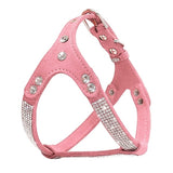 Soft Suede Leather Puppy Dog Harness Rhinestone