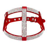 Soft Suede Leather Puppy Dog Harness Rhinestone