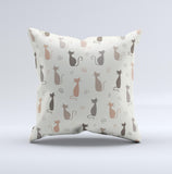 Vintage Solid Cat Shadows Ink-Fuzed Decorative Throw Pillow