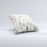 Vintage Solid Cat Shadows Ink-Fuzed Decorative Throw Pillow