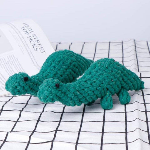 Wiggles Knot Cotton Rope Dog Toy Dinosaur