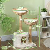 37 Inch Modern Cat Tree w/ Wooden Scratching Post