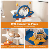 49 Inches Tall Cat Tree With UFO Top Perch Space Capsule And Sisal