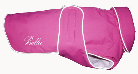 Weatherproof Fleece Lined Dog Coat Dark Pink