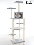 74-Inch Real Wood Cat Tree With Seven Levels  Silver