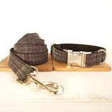 Thicken Soft Dog Collar Set - Elegant Black With Light Gold Accents