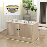 Elevated Dog Bowls with Storage Cabinet,  2 Stainless Steel Bowls