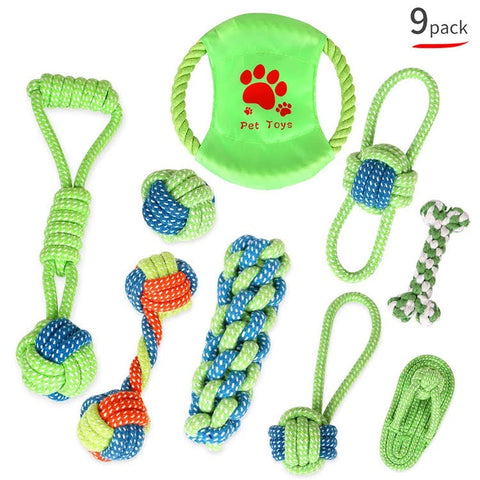 9 Pcs Braided Cotton Rope Dog Chew Toys