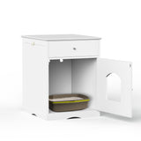 Wooden  Cat Litter Box Enclosure with Drawer Side Table