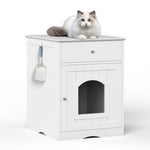 Wooden  Cat Litter Box Enclosure with Drawer Side Table