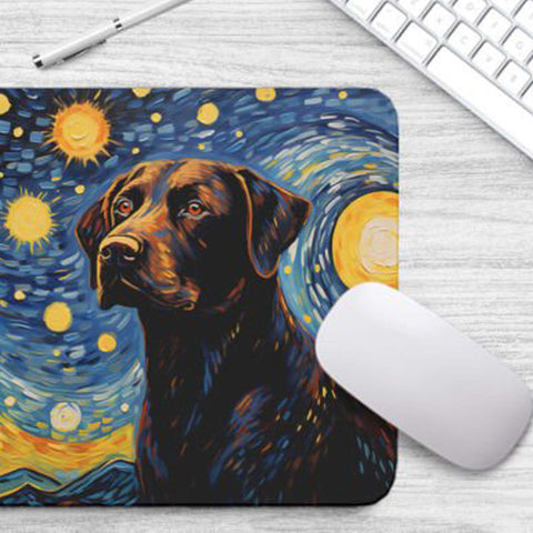 Starry Night Dog Labrador Non-Slip Computer Mousepad