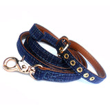 Blue Denim Fabric Dog Leash