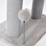 Gray Indoor Cat Tree With Hanging Ball And Tunnel Bed