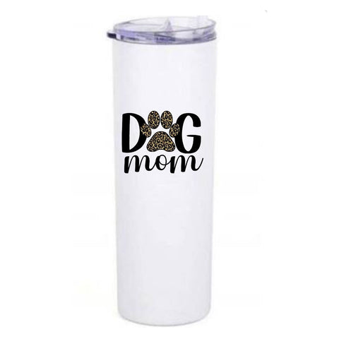 Dog Mom leopard print 20oz skinny travel tumbler