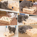 Mewoofun 8 Holes Cat Toy Interactive Whack-A-Mole Solid Wood