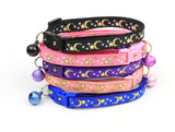 Gold Moons and Stars on Coral Pink Cat Collar