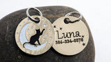 Gold Moons and Stars on Coral Pink Cat Collar