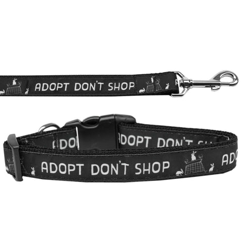 Dog Nylon Collar Or Leash, "Adopt Don't Shop"