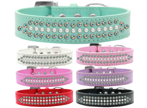 Dog Fashion  Collar, "Ritz Pearl & Aurora Borealis