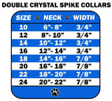 Dog Spike Collar, "Double Crystal & White Spikes"