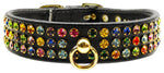 Dog Collar, "Mardi Gras Three Row Confetti Jewel Set"