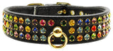 Dog Collar, "Mardi Gras Three Row Confetti Jewel Set"