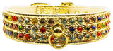 Dog Collar, "Mardi Gras Three Row Confetti Jewel Set"