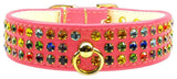 Dog Collar, "Mardi Gras Three Row Confetti Jewel Set"