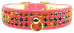 Dog Collar, "Mardi Gras Three Row Confetti Jewel Set"