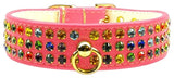 Dog Collar, "Mardi Gras Three Row Confetti Jewel Set"