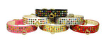 Dog Collar, "Mardi Gras Three Row Confetti Jewel Set"